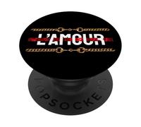 L'amour With Printed Golden Style Chains Valentin's Day Love PopSockets PopGrip Adesivo
