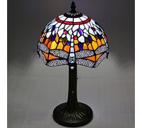 Lamp, Dragonfly Lamp, Blue Purple Table Lamp, Stained Glass Dragonfly Style Desk Reading Light Decor Beside Bedroom Living Room Study Home Office,Birthday Gift,10X16 inch,Red