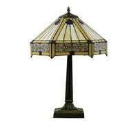 Lamp MissStyle Table Lamp Handmade Stained Glass Lamp Shade Vintage Yellow White Bedside Reading Lamp 16X16X22 inch for Study Nightstand Living Room,Yellow