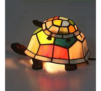 Lamp, Mother And Child Turtle Table Lamp, Stained Glass Composite Accent Lamp Nightlight,E12/14,Multi-Colored
