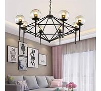 Lamp Postmodern 8 Heads Hanging Lantern Simple Creative Personality Bedroom Restaurant Living Room Chandelier Office Pendant Lights Gold 6-Light Ceiling Glass Ball (Color : Gold Size : 6 Head) (Blac