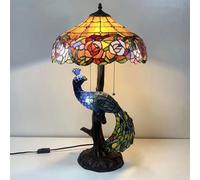 Lamp Red Yellow Rose Stained Glass Lamps Bedroom Bedside Table Lamp for Dorm Office Art Craft Antique Decor Accent Aesthetic Nightstand Retro Metal Reading Lamps 16 inch,Amber