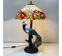 Lamp Red Yellow Rose Stained Glass Lamps Bedroom Bedside Table Lamp for Dorm Office Art Craft Antique Decor Accent Aesthetic Nightstand Retro Metal Reading Lamps 16 inch,Red