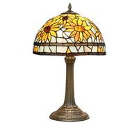 Lamp Stained Glass Sunflower Table Lamp Bedside Reading Desk Light Vintage Orange Blue Night Lamp, 19 inch Tall for Living Room Bedroom Study Bookcase Office,B