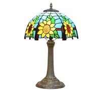 Lamp Stained Glass Sunflower Table Lamp Bedside Reading Desk Light Vintage Orange Blue Night Lamp, 19 inch Tall for Living Room Bedroom Study Bookcase Office,D