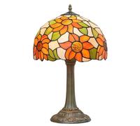 Lamp Stained Glass Sunflower Table Lamp Bedside Reading Desk Light Vintage Orange Blue Night Lamp, 19 inch Tall for Living Room Bedroom Study Bookcase Office,C