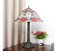 Lamp Stained Glass Table Lamp 16x16x23 Inches 2-Light Rose Dragonfly Tulip Cherry Blossom Sunflower Grape Mediterranean Desk Reading Light Decor,Peach