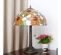 Lamp Stained Glass Table Lamp 16x16x23 Inches 2-Light Rose Dragonfly Tulip Cherry Blossom Sunflower Grape Mediterranean Desk Reading Light Decor,Orange Sunflower