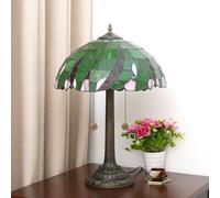 Lamp Stained Glass Table Lamp 16x16x23 Inches 2-Light Rose Dragonfly Tulip Cherry Blossom Sunflower Grape Mediterranean Desk Reading Light Decor,Green