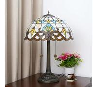 Lamp Stained Glass Table Lamp 16x16x23 Inches 2-Light Rose Dragonfly Tulip Cherry Blossom Sunflower Grape Mediterranean Desk Reading Light Decor,Baroque