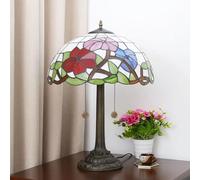 Lamp Stained Glass Table Lamp 16x16x23 Inches 2-Light Rose Dragonfly Tulip Cherry Blossom Sunflower Grape Mediterranean Desk Reading Light Decor,Flower