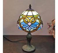 Lamp Stained Glass Table Lamp, Antique Bedside Accent Lamp, 8X8X15 inch Desk Reading Light Decor Beside Bedroom Living Room Home Study Office Housewarming Gift,Baroque b