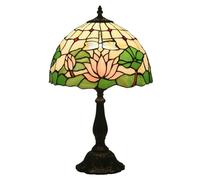 Lamp, Stained Glass Table Lamp, Bedroom Bedside Lamp, Handmade Antique Home Office Desk Lamp, Living Room Table Light, Pink Dragonfly Pattern, Height 19" Width 12",Resin Base