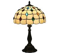Lamp Stained Glass Table Lamp,Victoria Accent Desk Reading Task Piano Light,12" Phoenix Tail Crystal Bead Shade,19" High Antique Alloy Base,Bedroom Living Room Lamp,Beige