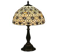 Lamp Table Lamp Cream Stained Glass Crystal Bead Lamp Desk Reading Light Decor Bedside Bedroom Living Room, 12" Boho Mosaic Shade, 19" Antique Alloy Base,C