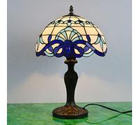 Lamp Table Light 12" Stained Glass Lamp Shade Purple Blue Tulip Dragonfly Wisteria Violet Baroque Flower Reading Desk Light for Lover Girl Bedroom Bedside Study Living Room Office,D