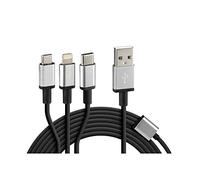 Cerbero, cavo ricarica con 3 connettori 100 cm Nero fino a dispositivi (Apple 8