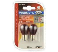 Lampa Lampada 58068 BA15s 1 filamento, 12V 21W, cromo/rosso - Confezione da 2