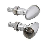 Coppia di frecce indicatori direzione a Led moto in metallo Drop - Cromo