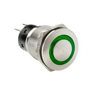 Lampa Interruttore a pulsante S_0290_45575, spia LED 12/24V, acciaio inox AISI 304, Verde