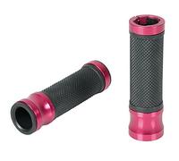 COPPIA MANOPOLE MANOPOLA ROSSA PER MOTO MOTORE SCOOTER QUAD GOMMA E ALLUMINIO