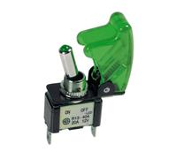 Interruttore a leva con sicura, in alluminio con spia a Led - 12/24V - Verde...