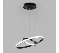Lampaa Led a 2 Cerchi, Plafoniera Moderna Rotonda con Dimmer a 3 Colori,Nero per Isola Cucina, Sala da Pranzo, Soggiorno, Camera da Letto, Ingresso.