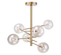 Lampaa Sospensicon Sfera a Forma Di Ramo, Classico per Interni, per Camera da Letto, Sfera in Vetro Trasparente Color Oro e Cognac, Di Lusso/Oro Rosa