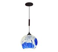 Lampaa Sospensiin Ceramica Cinese, Blu e Bianco con Motivo Floreale Orientale, Ideale per Camera da Letto, Sala da Pranzo, Soffitto, Isola Cucina.