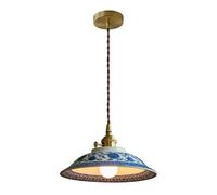 Lampaa Sospensiin Ceramica Cinese, Blu e Bianco con Motivo Floreale Orientale, Ideale per Camera da Letto, Sala da Pranzo, Soffitto, Isola Cucina.