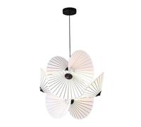 Lampaa Sospensiin Tessuto, Moderno e Artistico, con Paralumi Bianchi a Forma Di Ventaglio e Luce Led Regolabile. Design Decorativo Unico per Soggiorno, Sala da Pranzo, Camera da Letto e Anticamera Del