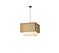 Lampaa Sospensione,Da da Soffitto E27 Regolabile, 1,2 M, Tessuto Di Lino, Struttura in Legno, Paralume Quadrato 30 Cm, Illuminazimoderna per Interni, Ideale per Sala da Pranzo, Isola Cucina, Camera da