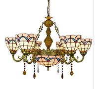 Lampacchino in Stile Tiffany Vintage con Illuminazione A Soffitto in Vetro Colorato A più Testa per Soggiorno Villaggio Hotel Decorativo Ciondolo Decorativo