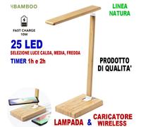 LAMPADA 25 INTESITà REGOLABILE LED CARICATORE WIFI WIRELESS 10W TIMER CAVO USB