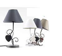 LAMPADA 35 CM DA TAVOLO COMODINO LUMETTO ABAT JOUR CUORE PENDENTE (BIANCO)