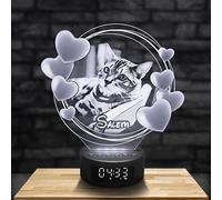 Lampada 3D sveglia e altoparlante Bluetooth, Lampada foto personalizzabile incisione Laser su Plexi, Regalo Personalizzato Testi e Foto, Idea per Natale, Festa della Mamma (Cerchio Cuori)