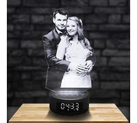 Lampada 3D sveglia e altoparlante Bluetooth, Lampada foto personalizzabile incisione Laser su Plexiglas, Regalo Personalizzato Testi e Foto, Idea per Natale, Festa della Mamma (Taglio a Disegno)