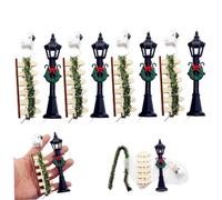 Lampada, 4 set Mini Street Lights with Fence Lighting Lamps Post House House Accessori in miniatura Lanterna per il percorso del villaggio per micro paesaggio fai -da -te