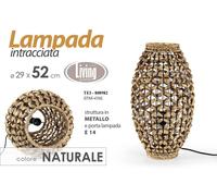LAMPADA 52 CM PIANTANA DA TERRA LANTERNA VIMINI LUMETTO ABAT JOUR INTRECCIATA