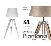 LAMPADA 68cm LUMETTO TREPIEDE ABAT JOUR TAVOLO COMODINO SCRIVANIA LEGNO COL VARI [EEK: A+++]
