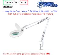 Lampada 8 Diottrie e Morsetto a Vite Con Tubo Fluorescente Circolare T5 / G10q