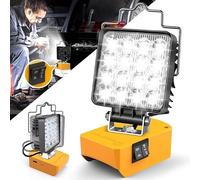 Lampada a Batteria da 48W 4800LM Compatibile con Batteria Dewalt 20V, 2 Impostazioni di Luminosità Faro LED Batteria, Lampada Portatile LED Senza Fili con Ricarica di Tipo C e USB (Senza Batteria)