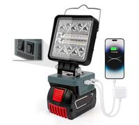 Lampada a Batteria per Bosch 18v, Luce da Lavoro a Batteria con Connessione Usb E Type-C, 7-16,5w 140° Faretto Led Ruotabile 6 Modalità di Luminosità, Lampada da Cantiere (Senza Batteria)