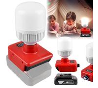 Lampada a batteria per Einhell da 18 V, batteria Einhell, 12 W, con lampadina E27, regolabile, 150 - 1300 lm, illuminazione di lavoro, faretto a LED, luminosità regolabile
