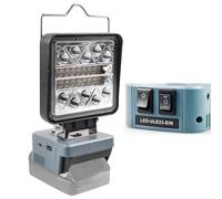 Lampada a batteria per Einhell da 18 V, lampada a batteria Einhell, lampada da lavoro con connettori USB-A e di tipo C, 1800 lm, faretto LED girevole a 180°, 6 modalità di luminosità, faretto LED,