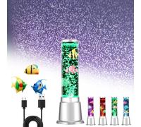 Lampada a bolle di pesce definitiva: LED a 7 colori alimentato tramite USB, movimento realistico delle bolle e pesci galleggianti, regalo di rilassamento sensoriale for bambini e adulti(36cm/14.17in)