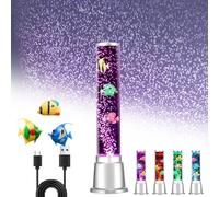 Lampada a bolle di pesce definitiva: LED a 7 colori alimentato tramite USB, movimento realistico delle bolle e pesci galleggianti, regalo di rilassamento sensoriale for bambini e adulti(46cm/18.11in)