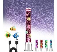 Lampada a bolle di pesce definitiva: LED a 7 colori alimentato tramite USB, movimento realistico delle bolle e pesci galleggianti, regalo di rilassamento sensoriale for bambini e adulti(56cm/22.04in)