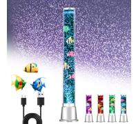 Lampada a bolle di pesce definitiva: LED a 7 colori alimentato tramite USB, movimento realistico delle bolle e pesci galleggianti, regalo di rilassamento sensoriale for bambini e adulti(74cm/29.13in)