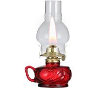 Lampada A Cherosee Idoor Lampada A Olio in Vetro Decorativo Luci per Esterni Campig Picic Hurricae Luci Widproof Lampada A Olio di Loto con Regolatore di Fiamma Diig Tavolo da Scrivan, Red, 1 Pack